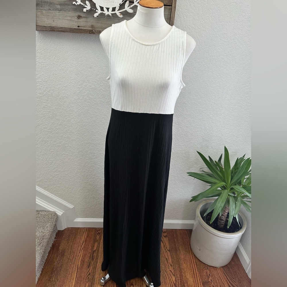 Anthropologie Sunday in Brooklyn Black and White Sleeveless Maxi Dress size M
